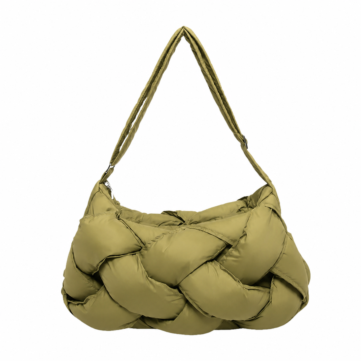 Woven Puffer Tote Bag Large Quilted Nylon Shoulder Crossbody