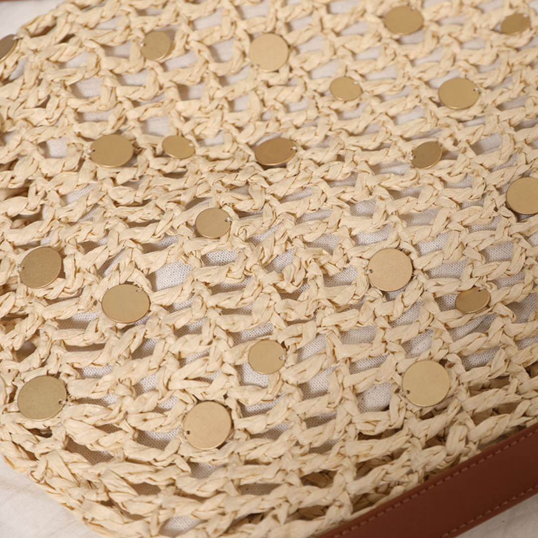 Straw Sequin Shoulder Bag Hollow Woven Beach Crochet Summer Crossbody