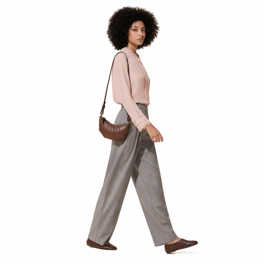 Genuine Leather Croissant Crossbody Bag Chic Cowhide Crescent Purse