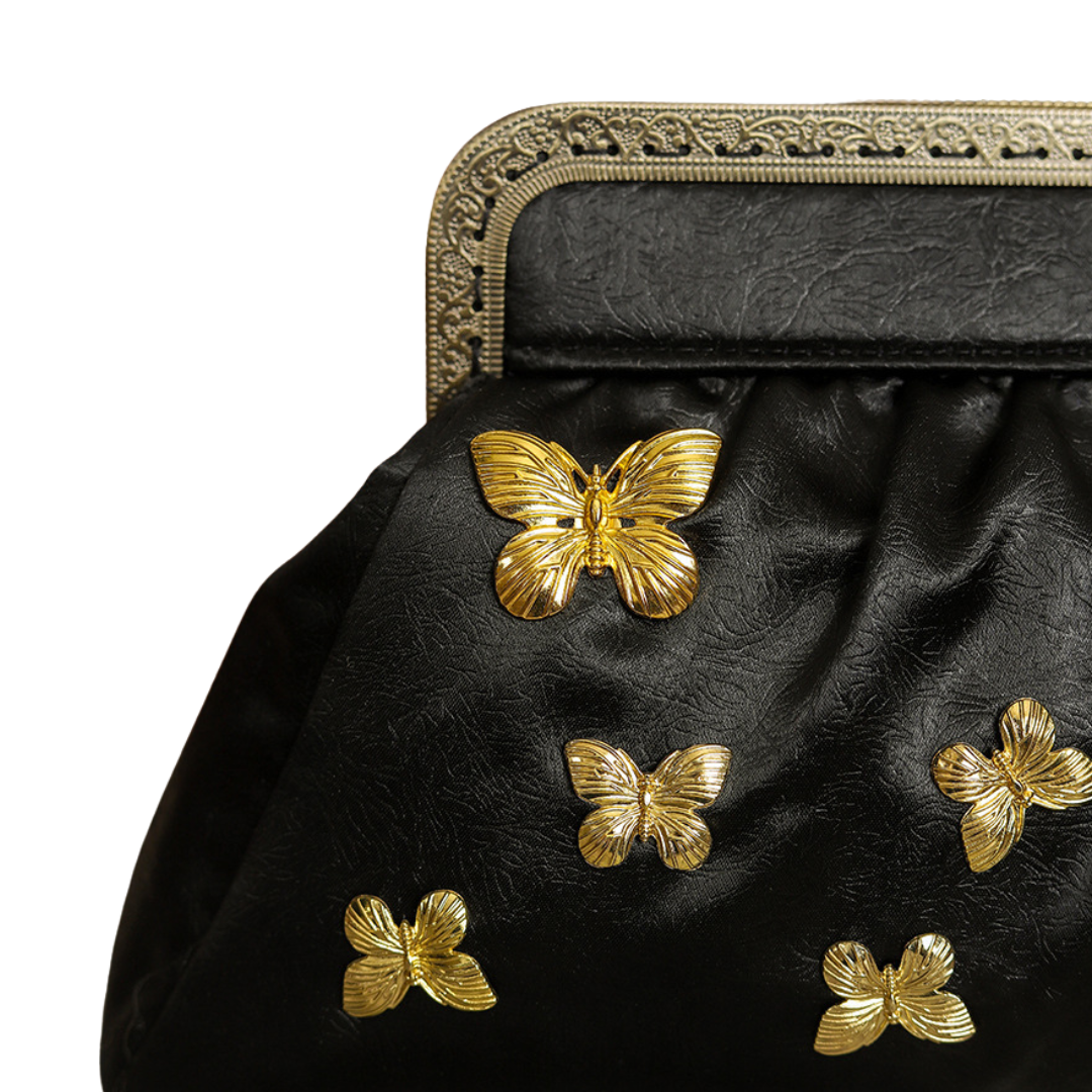 Metallic Butterfly Evening Clutch Vintage Cheongsam Chain Shoulder Bag