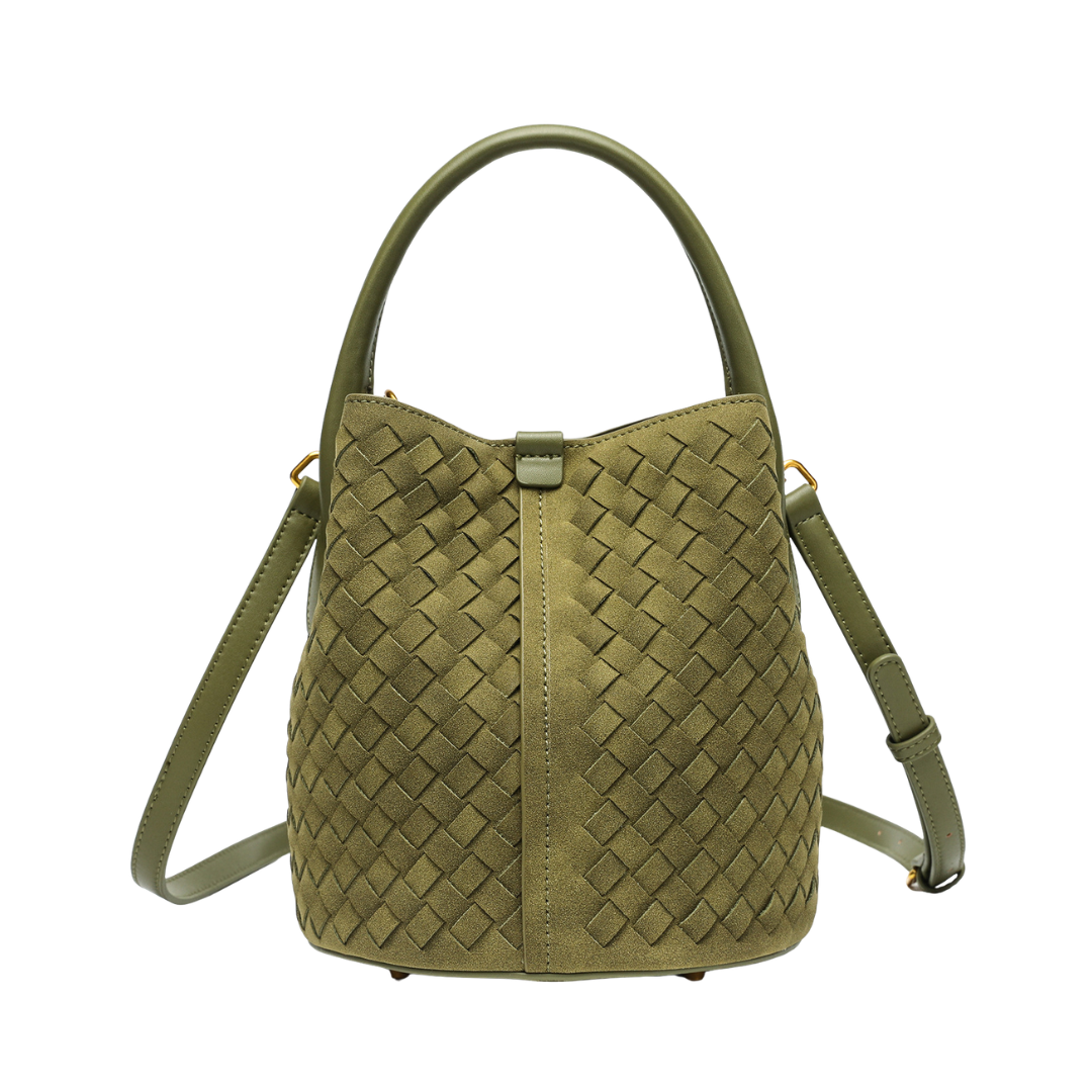 Handmade Woven Bucket Bag Crossbody Top Handle Purse