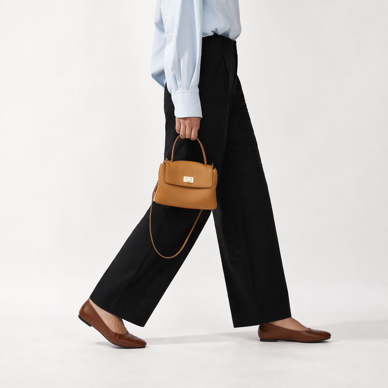Togo Leather Mini Top-Handle Purse Vintage Crossbody Shoulder Satchel