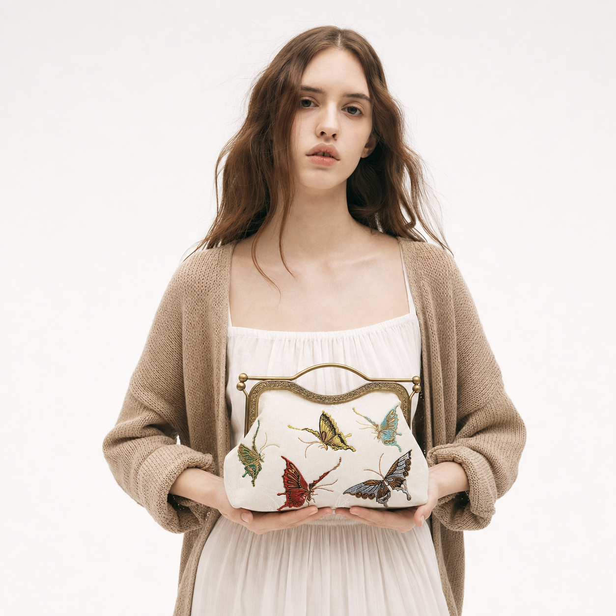 Butterfly Embroidered Crossbody Bag Cheongsam Evening Shell Purse