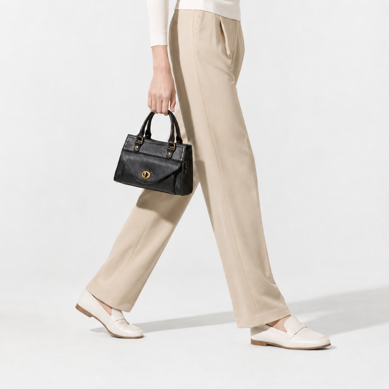 Top-Grain Leather Structured Satchel Top Handle Crossbody Bag