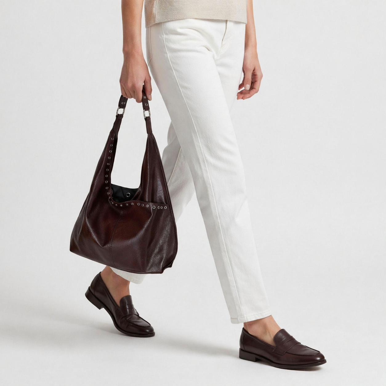 PU Leather Slouchy Tote Bag Large Hobo Elegant Commuter Shoulder Bag