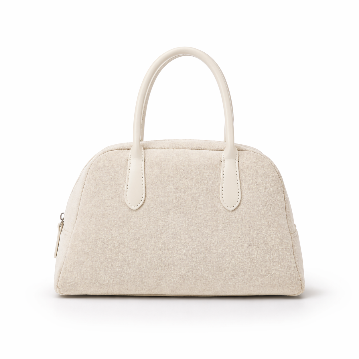 Minimalist Faux Suede Bowling Bag Vintage Boston Handheld Shoulder Bag