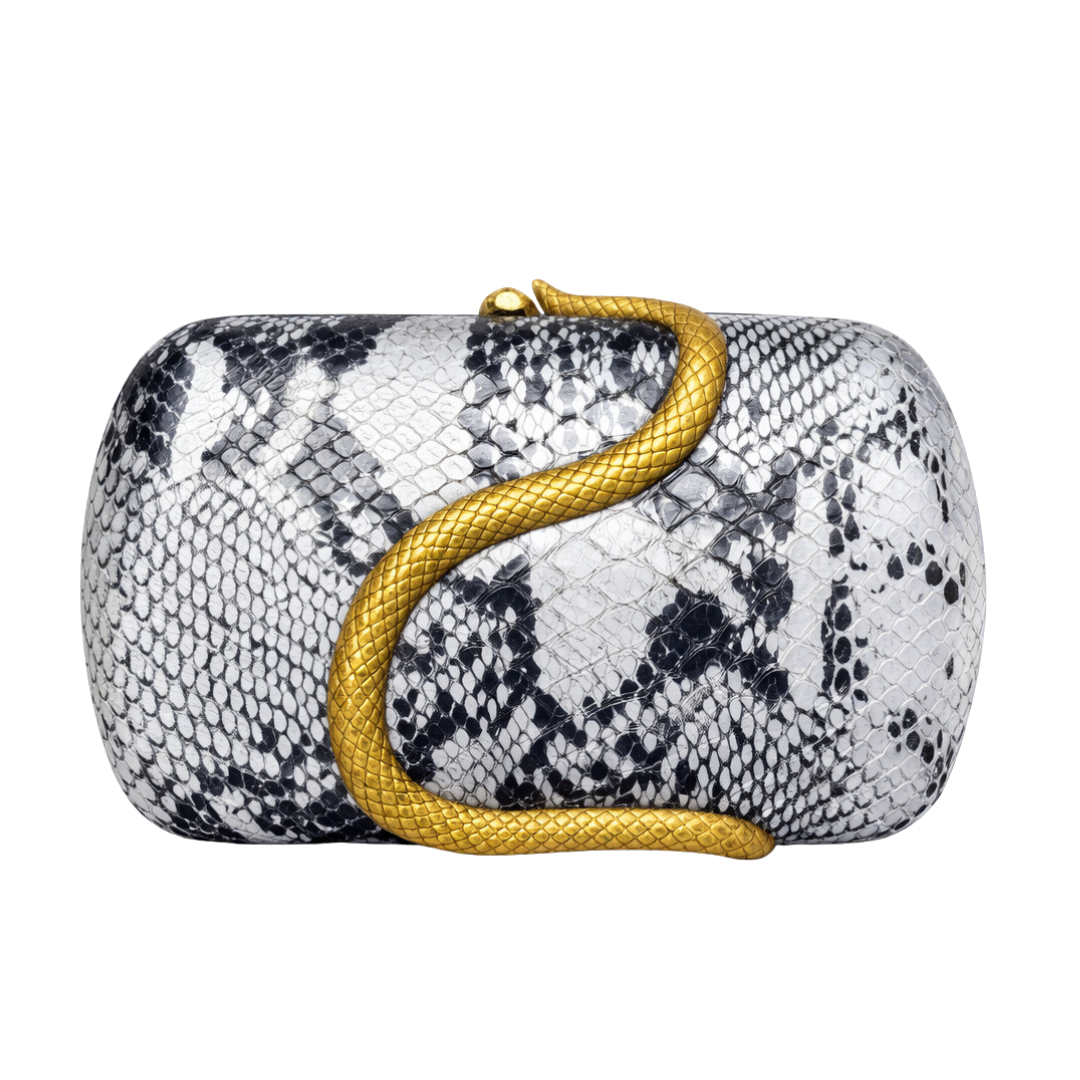 Snake Pattern Clutch PU Leather Evening Purse Crossbody Shoulder Bag