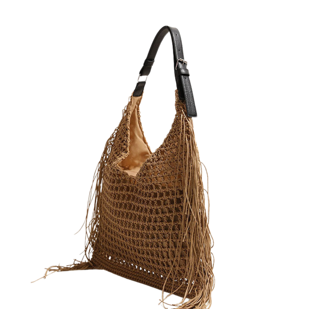 Fringe Straw Woven Bag Large Summer Beach Hollow Out Boho Shoulder Bag