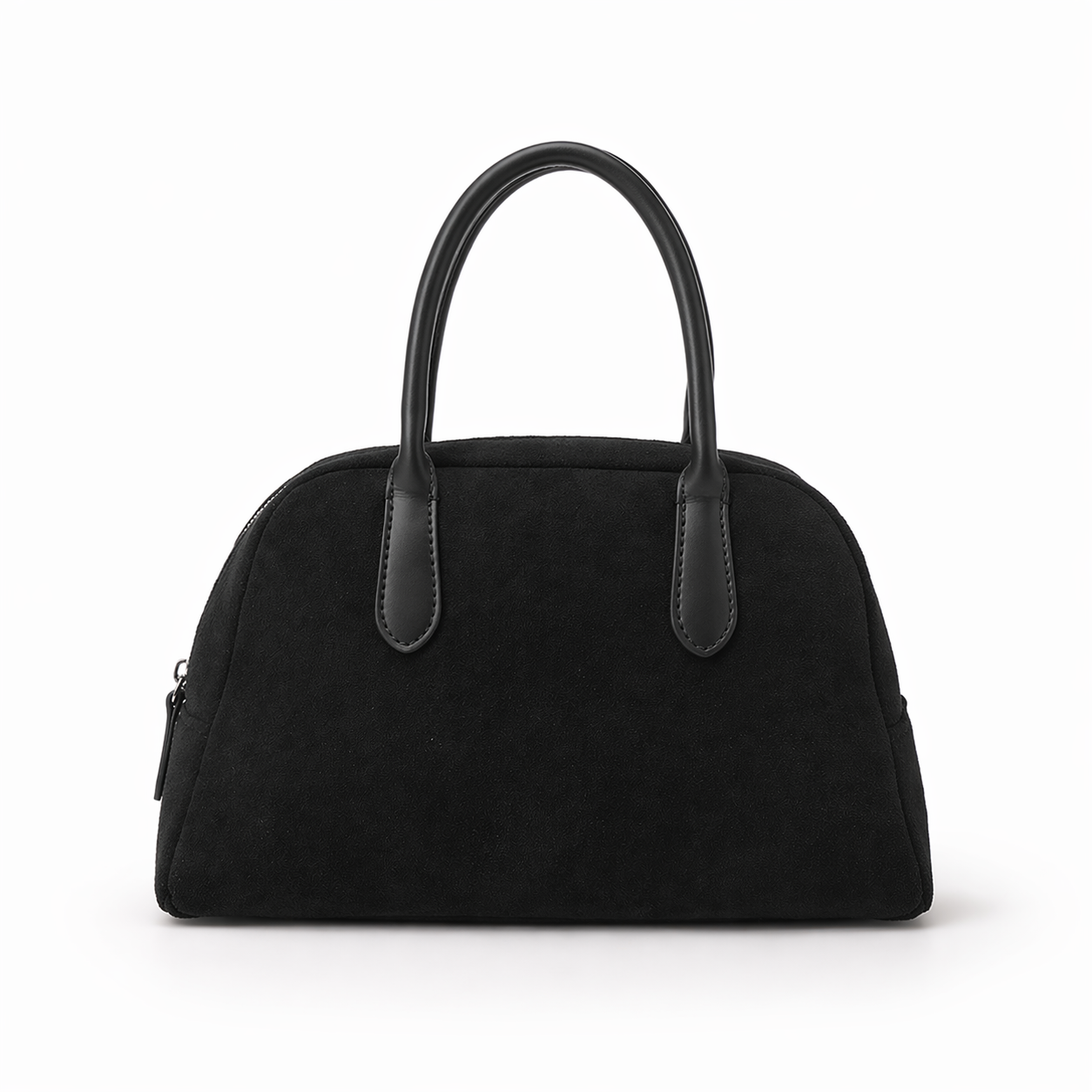Minimalist Faux Suede Bowling Bag Vintage Boston Handheld Shoulder Bag