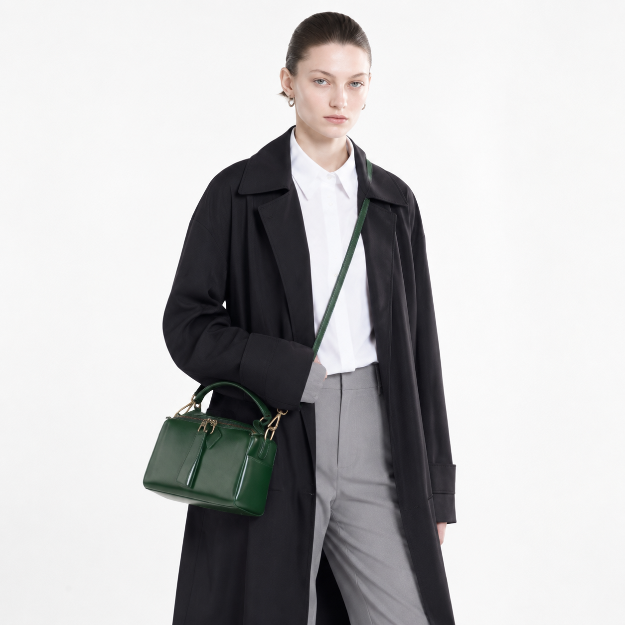 Veg-Tanned Leather Structured Satchel  Crossbody Work Bag