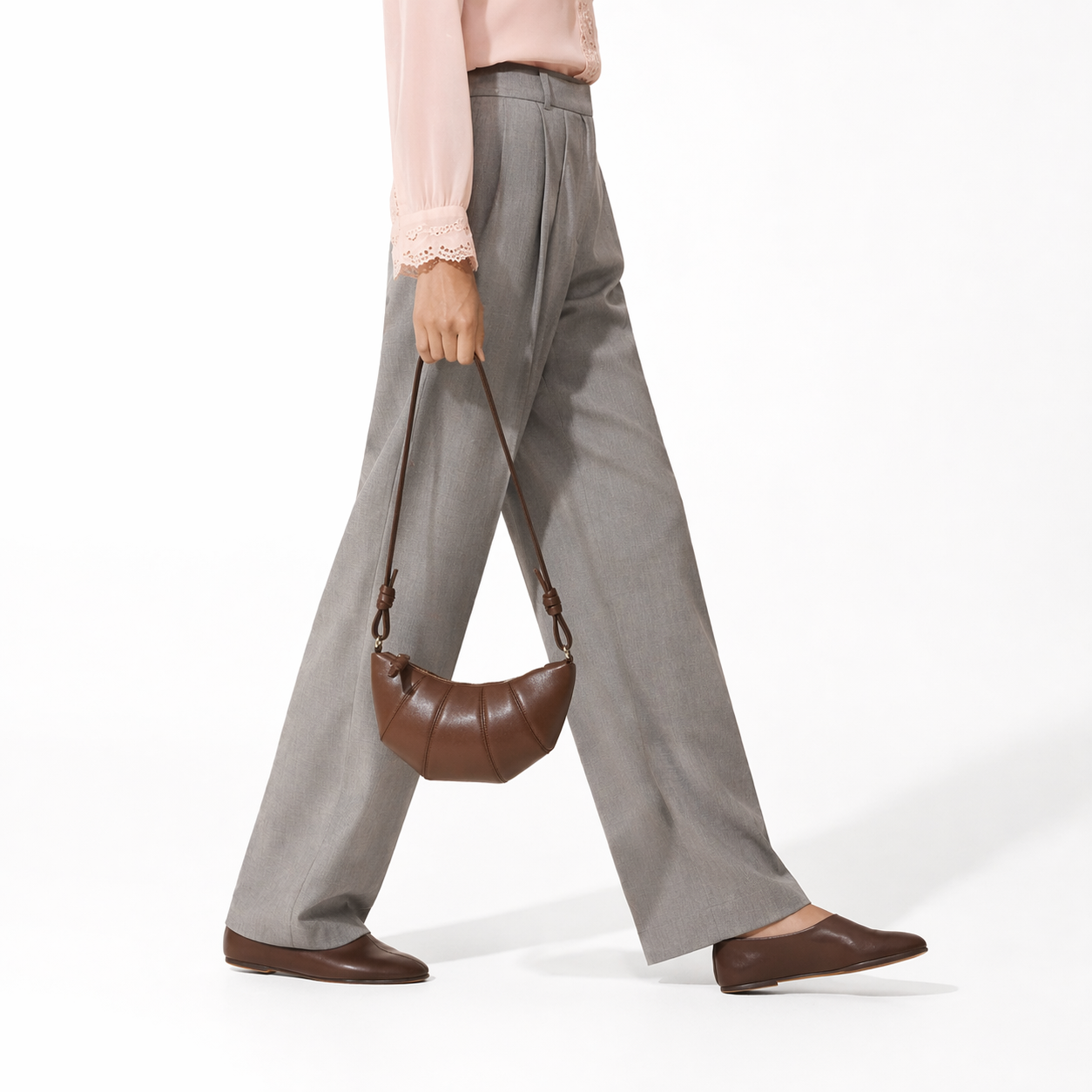 Genuine Leather Croissant Crossbody Bag Chic Cowhide Crescent Purse