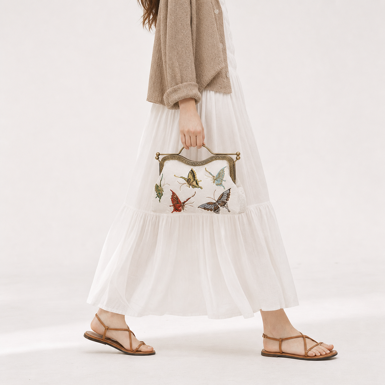 Butterfly Embroidered Crossbody Bag Cheongsam Evening Shell Purse