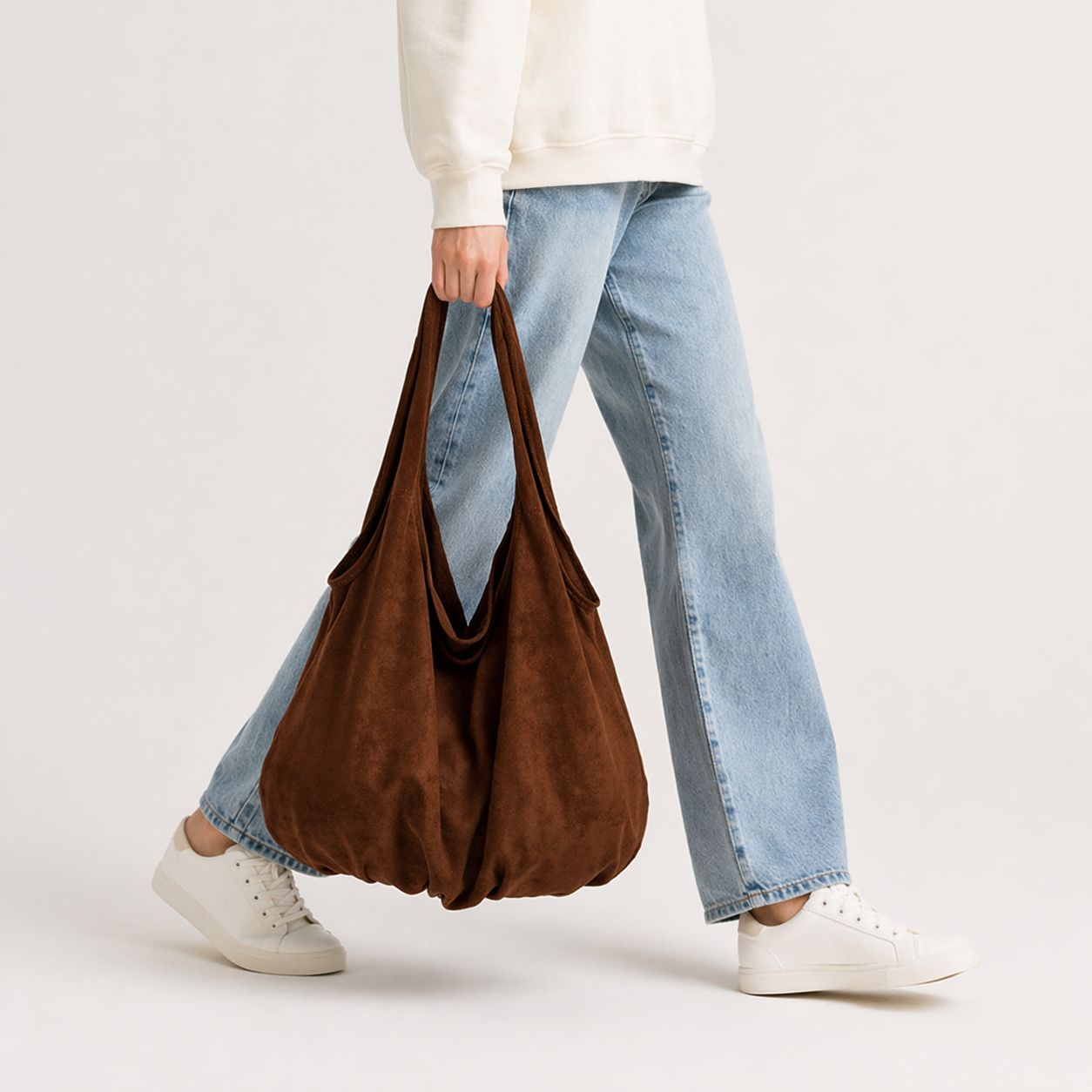 Oversized Faux Suede Tote Bag Slouchy Hobo Commuter Shoulder Bag