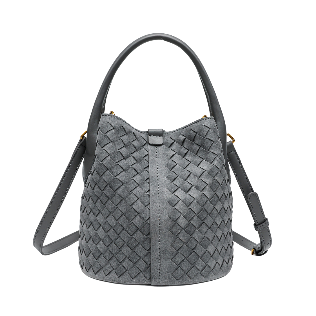 Handmade Woven Bucket Bag Crossbody Top Handle Purse