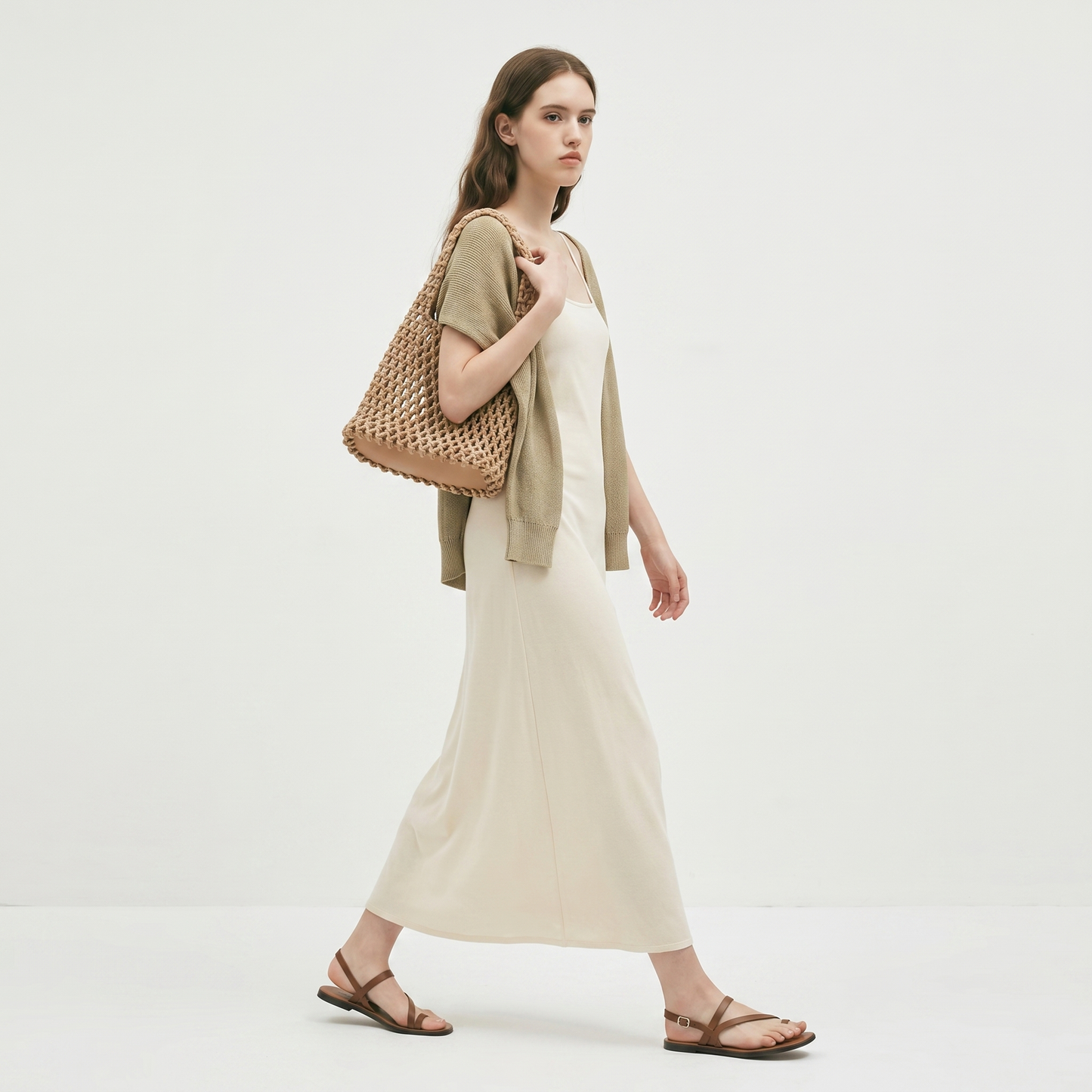 Straw Woven Bucket Bag Summer Crochet Mesh Candy Color Tote