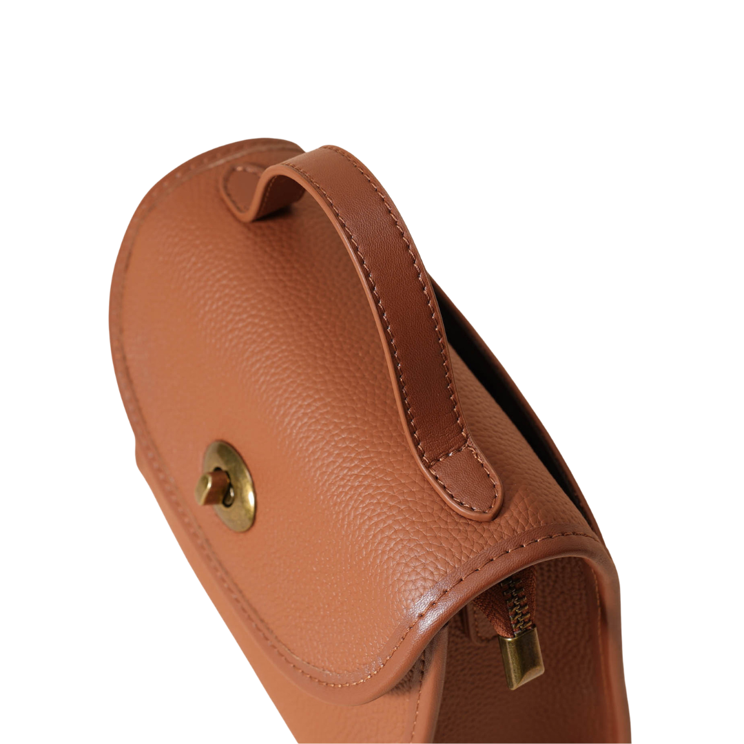 Top-Grain Leather Envelope Crossbody Bag Turn-Lock Shoulder Satchel