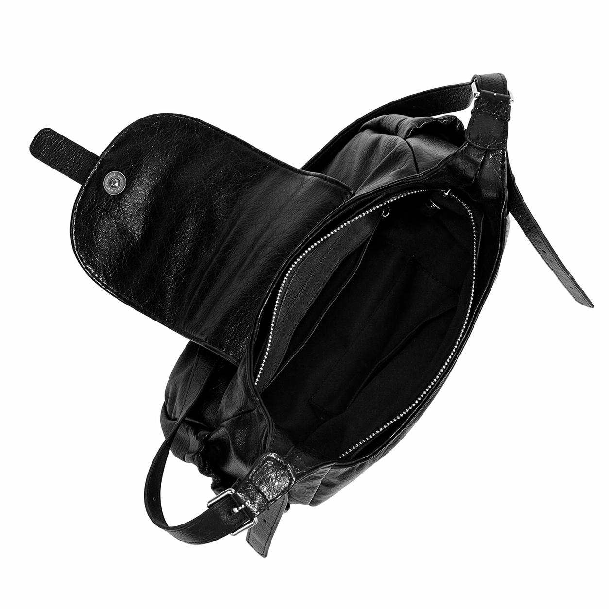 Soft PU Leather Saddle Bag Chic Hobo Crossbody Commuter Shoulder Bag