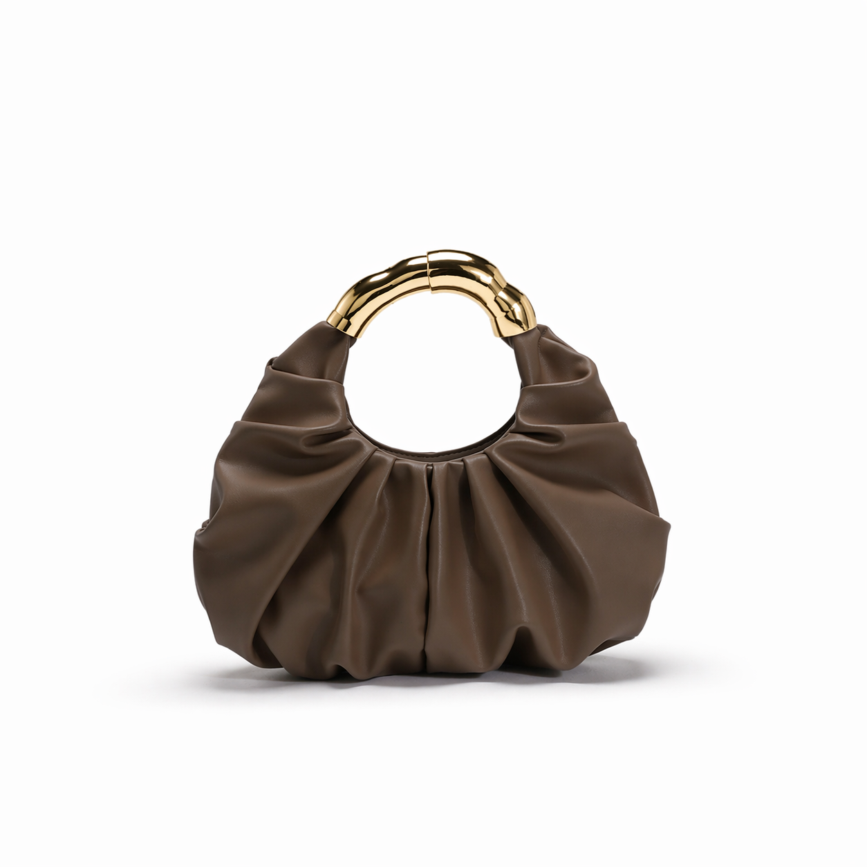 Asymmetric Hardware Ruched Cloud Clutch Minimalist Pleated PU Tote Bag