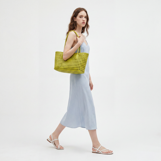 Quilted Lattice Tote Large Capacity Pouch Set Casual Shoulder Bag
