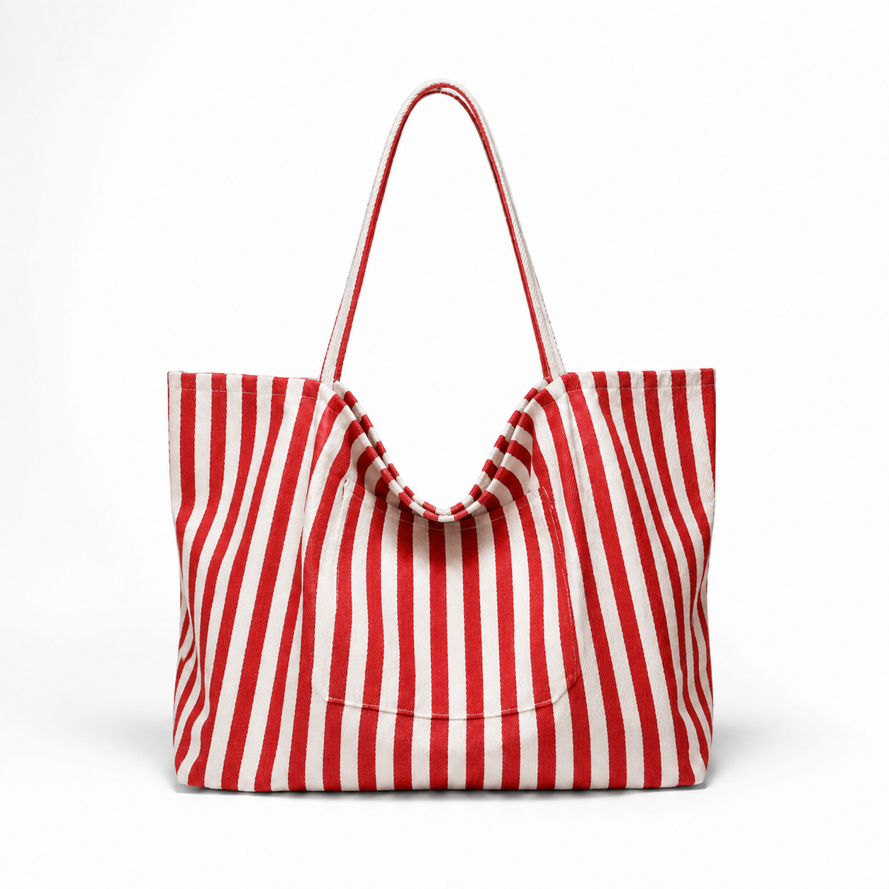 Large Canvas Striped Tote Bag Lightweight Travel Shopper
