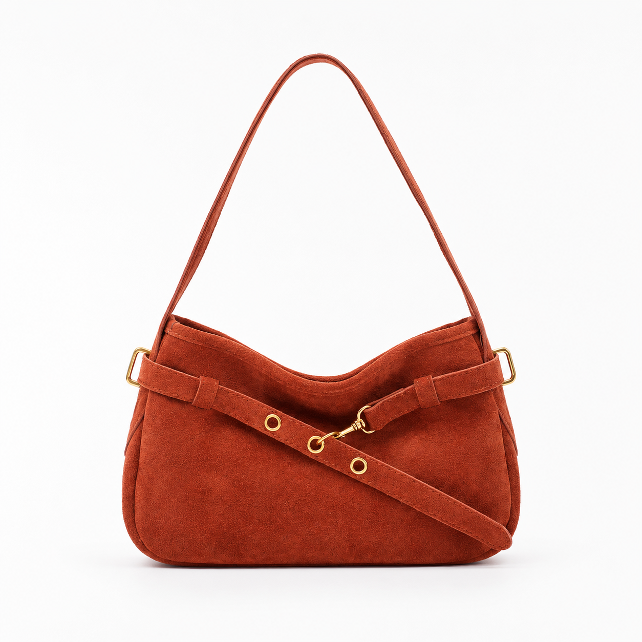 Vintage Faux Suede Shoulder Bag Retro Slouchy Handbag