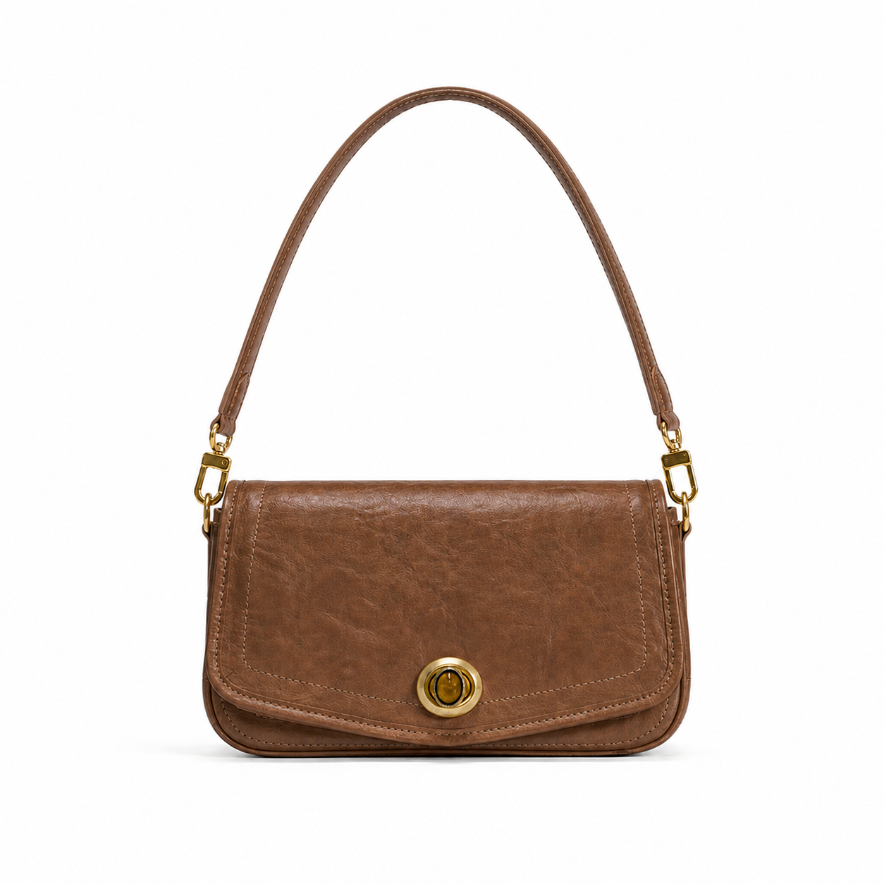 Genuine Leather Vintage Flap Bag Underarm Shoulder Purse