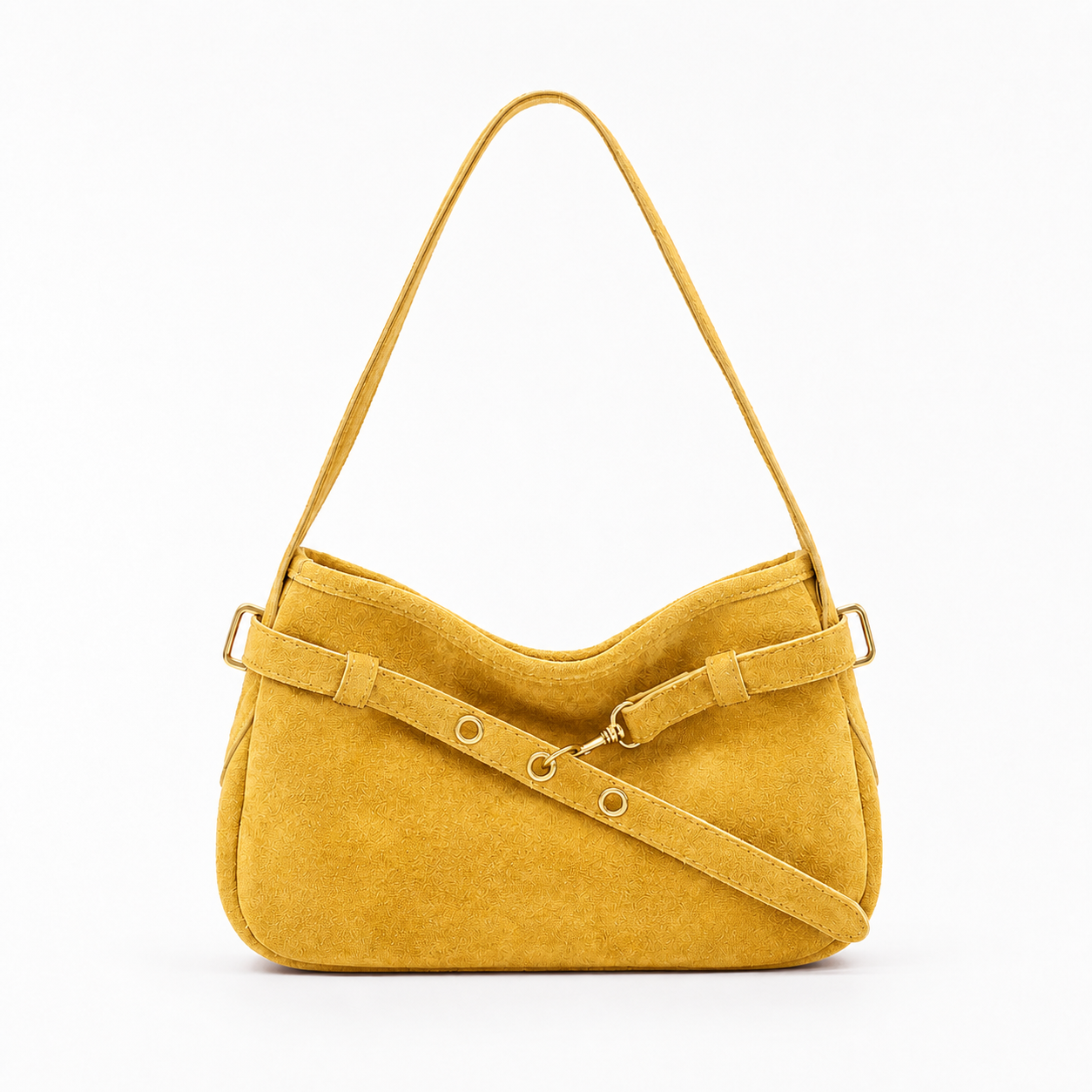 Vintage Faux Suede Shoulder Bag Retro Slouchy Handbag