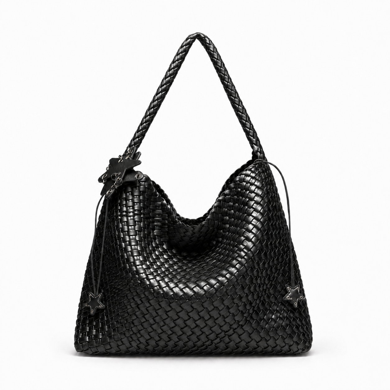 Metallic Woven Tote Bag Large Commuter Shoulder Purse
