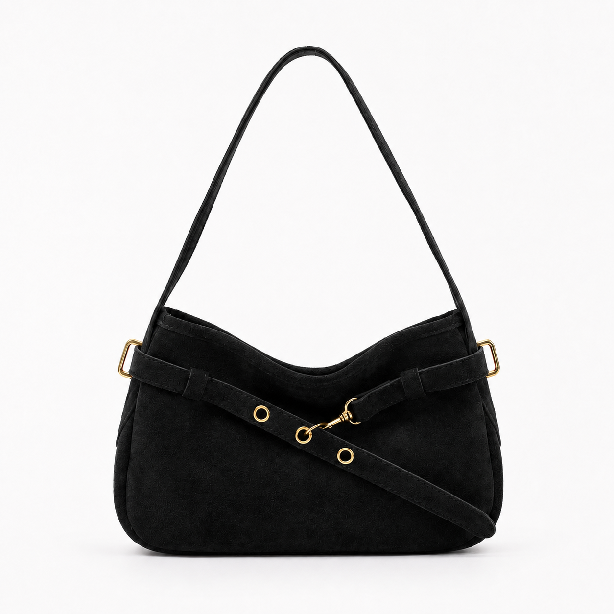 Vintage Faux Suede Shoulder Bag Retro Slouchy Handbag