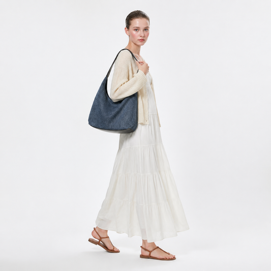 Large Denim Tote Bag Vintage Everyday Shoulder Purse