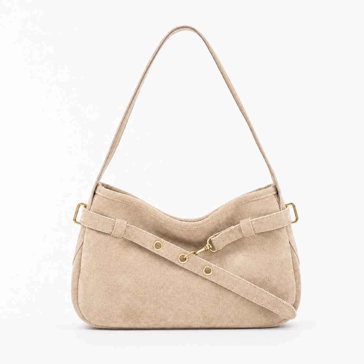 Vintage Faux Suede Shoulder Bag Retro Slouchy Handbag