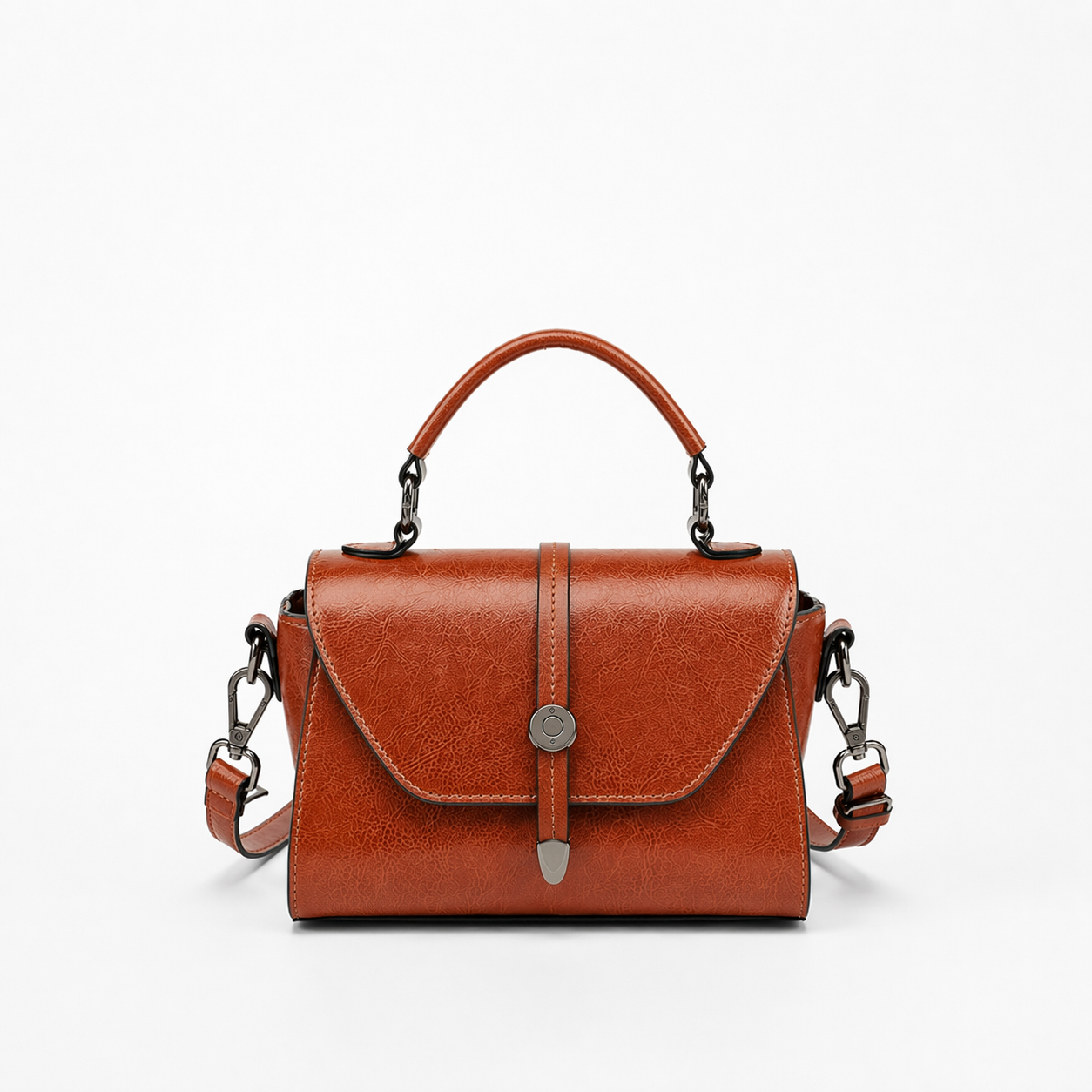 Genuine Leather Vintage Top Handle Bag Retro Crossbody Satchel