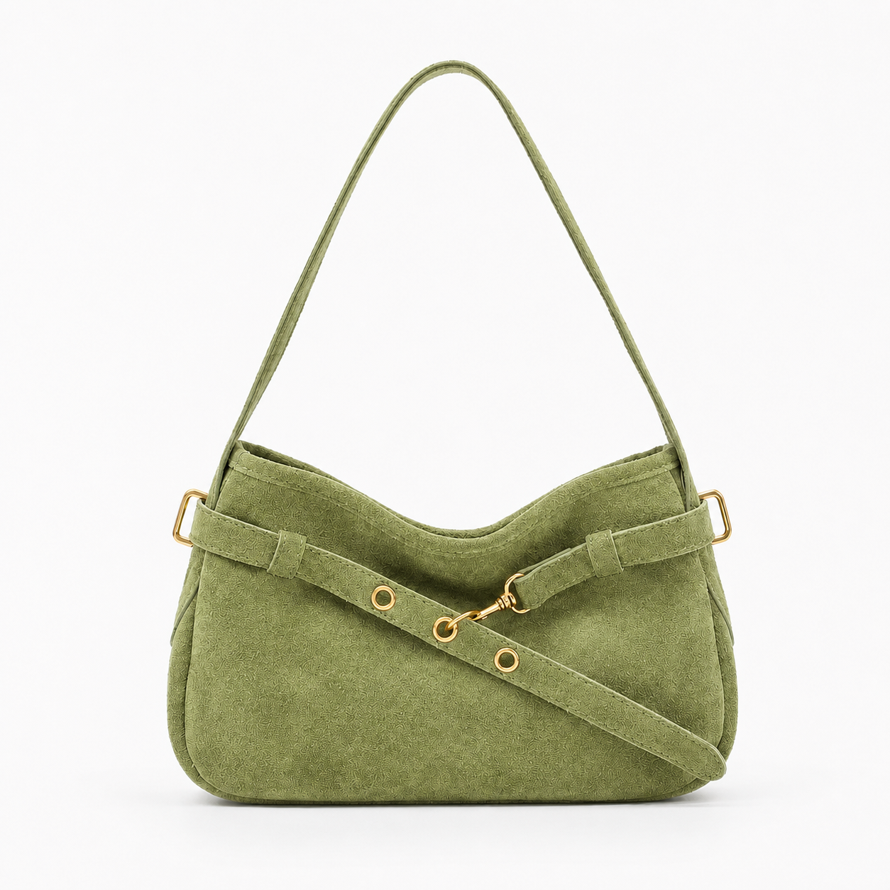 Vintage Faux Suede Shoulder Bag Retro Slouchy Handbag