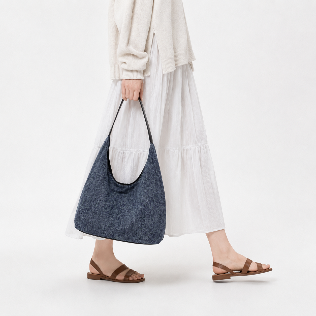 Large Denim Tote Bag Vintage Everyday Shoulder Purse