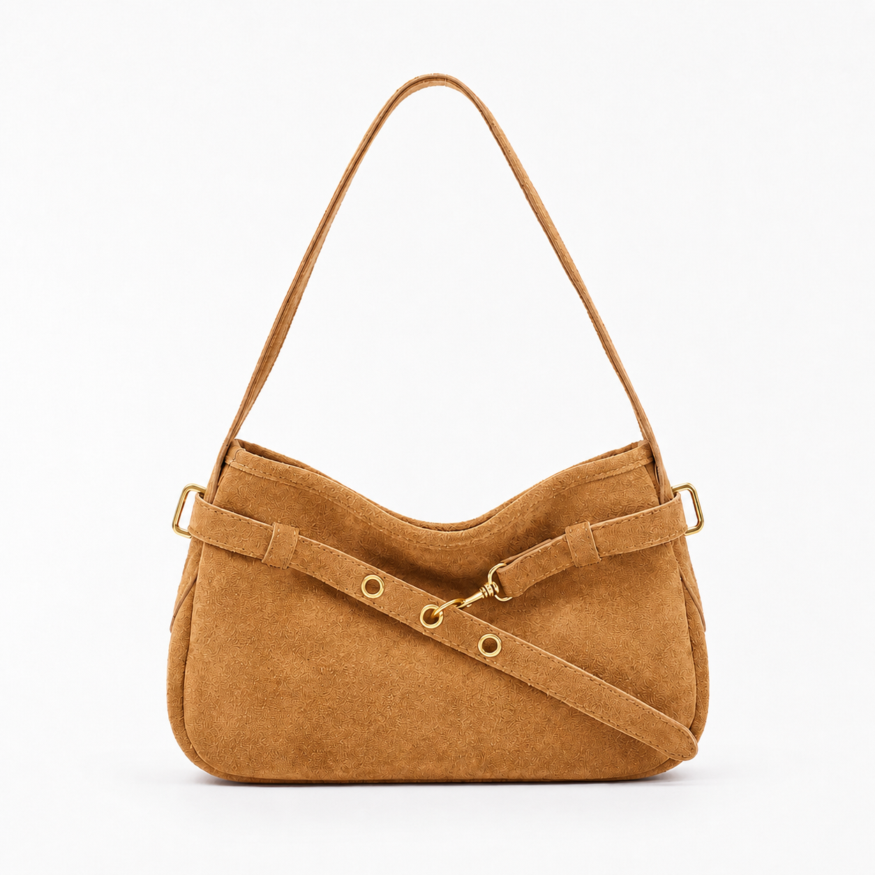 Vintage Faux Suede Shoulder Bag Retro Slouchy Handbag