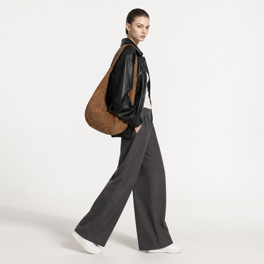 PU Leather Crescent Hobo Bag Slouchy Crossbody Purse