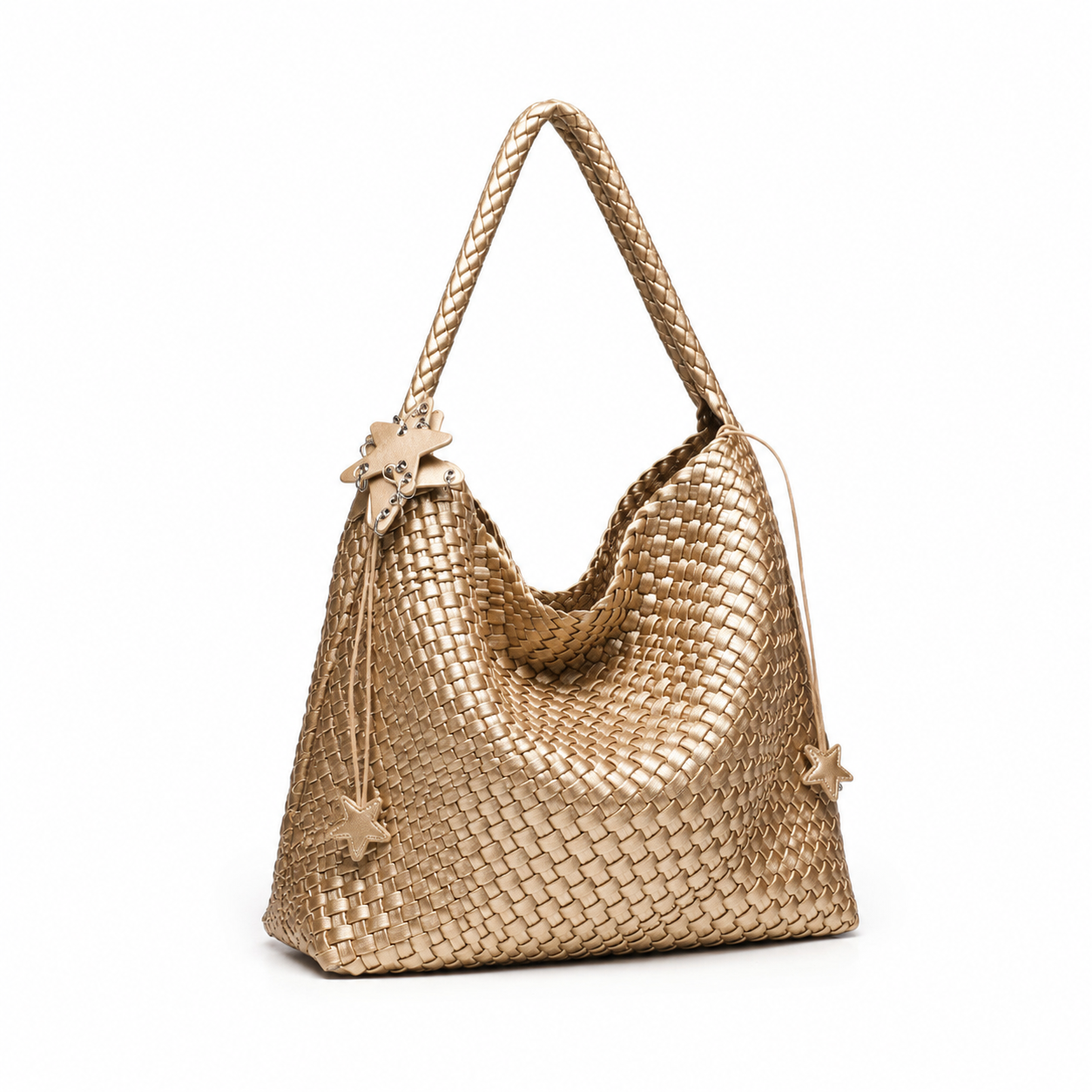 Metallic Woven Tote Bag Large Commuter Shoulder Purse