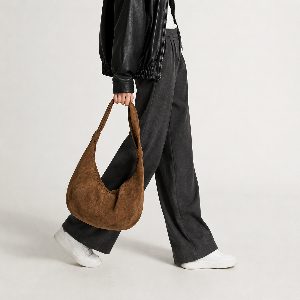 PU Leather Crescent Hobo Bag Slouchy Crossbody Purse