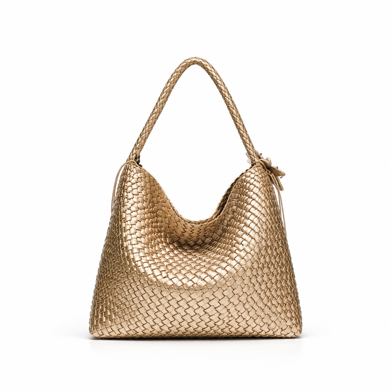 Metallic Woven Tote Bag Large Commuter Shoulder Purse