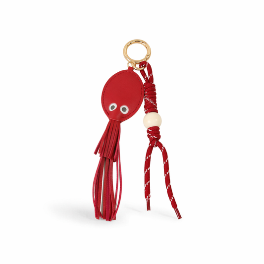 Cute Leather Octopus Keychain Tassel Bag Charm Pendant