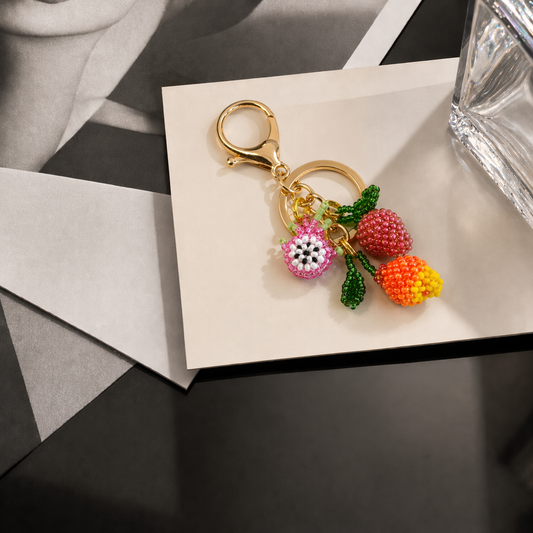Cute Beaded Fruit Keychain Handmade Bag Charm Aesthetic Accessory