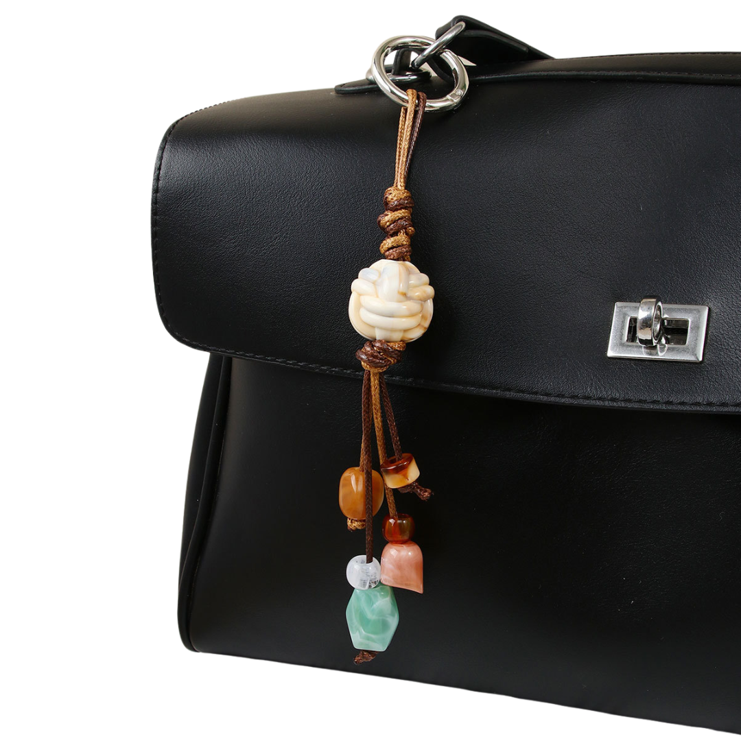 Vintage Resin Bead Keychain Boho Bag Charm Aesthetic Pendant