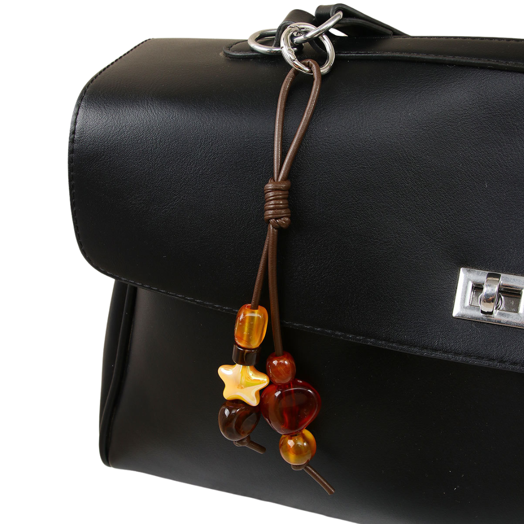 Vintage Resin Bead Keychain Boho Bag Charm Aesthetic Pendant