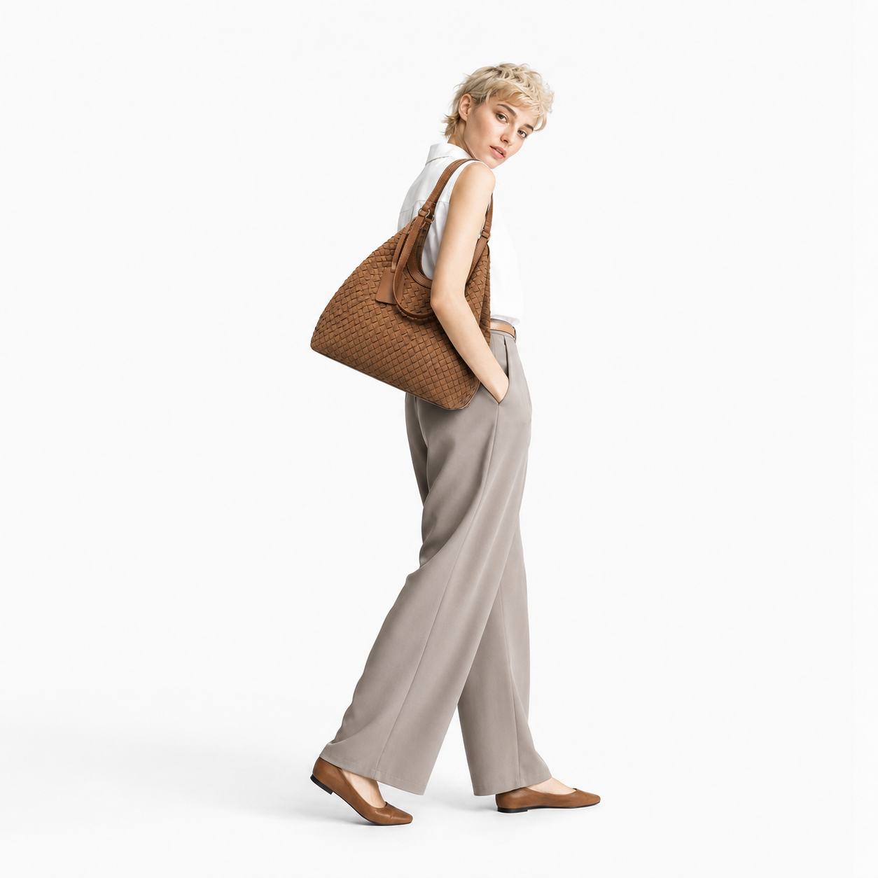 Woven Tote Bag Large Minimalist Commuter Shopper