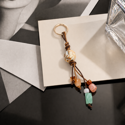 Vintage Resin Bead Keychain Boho Bag Charm Aesthetic Pendant