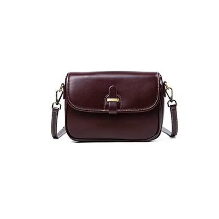 Top-Grain Leather Flap Structured Bag Minimalist Crossbody Satchel