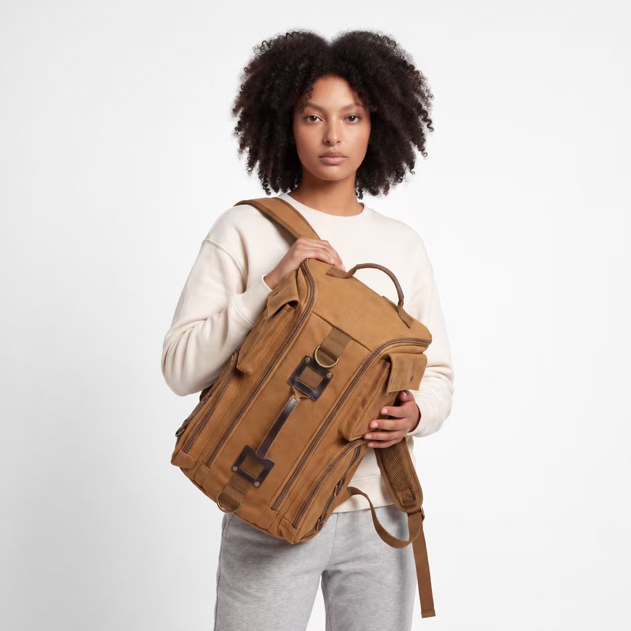 Waxed Canvas Backpack Vintage Leather Laptop Rucksack Waterproof Travel Bag