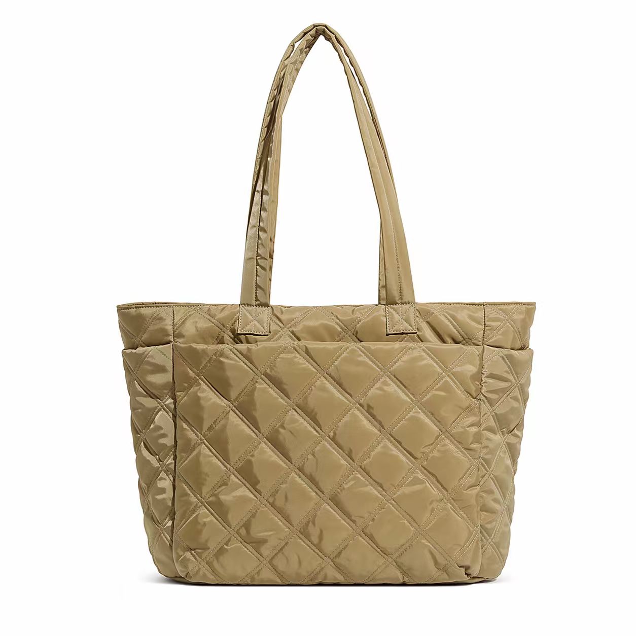 Quilted Nylon Tote Bag Large Puffer Cotton Commuter Work Purse