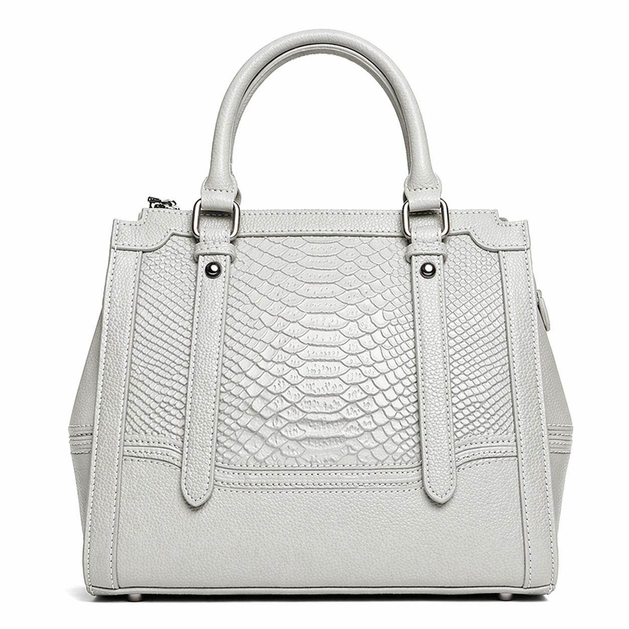 Genuine Leather Embossed Satchel Top-Handle Shoulder Tote Bag