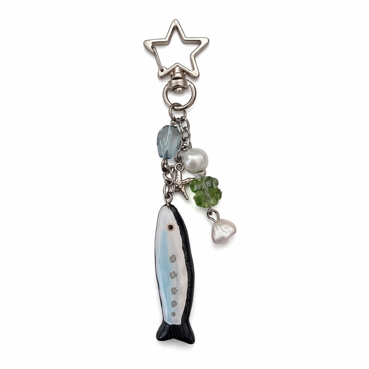 Fish Starfish Bag Charm Enamel Keychain Coastal Streetwear Accessory